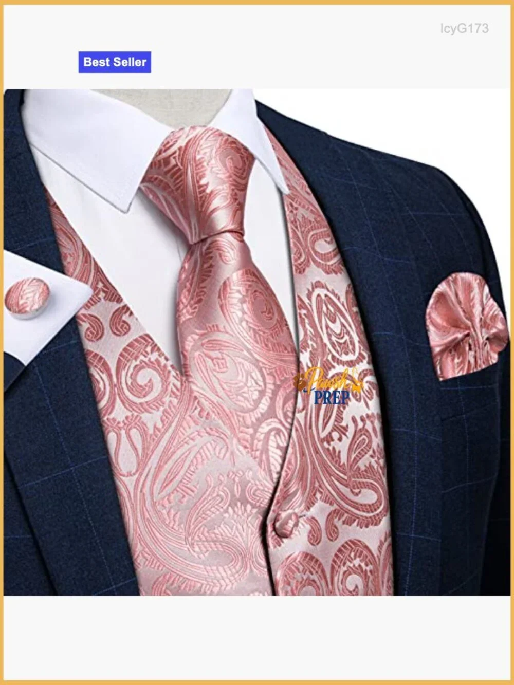 Men's Silk Vest and Tie Set 6PCS Formal Waistcoat for Wedding Party